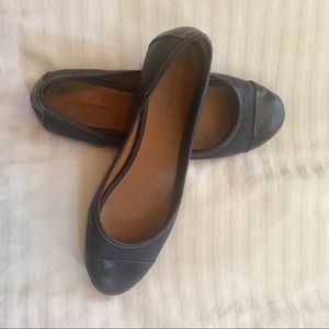 Navy leather ballet flats